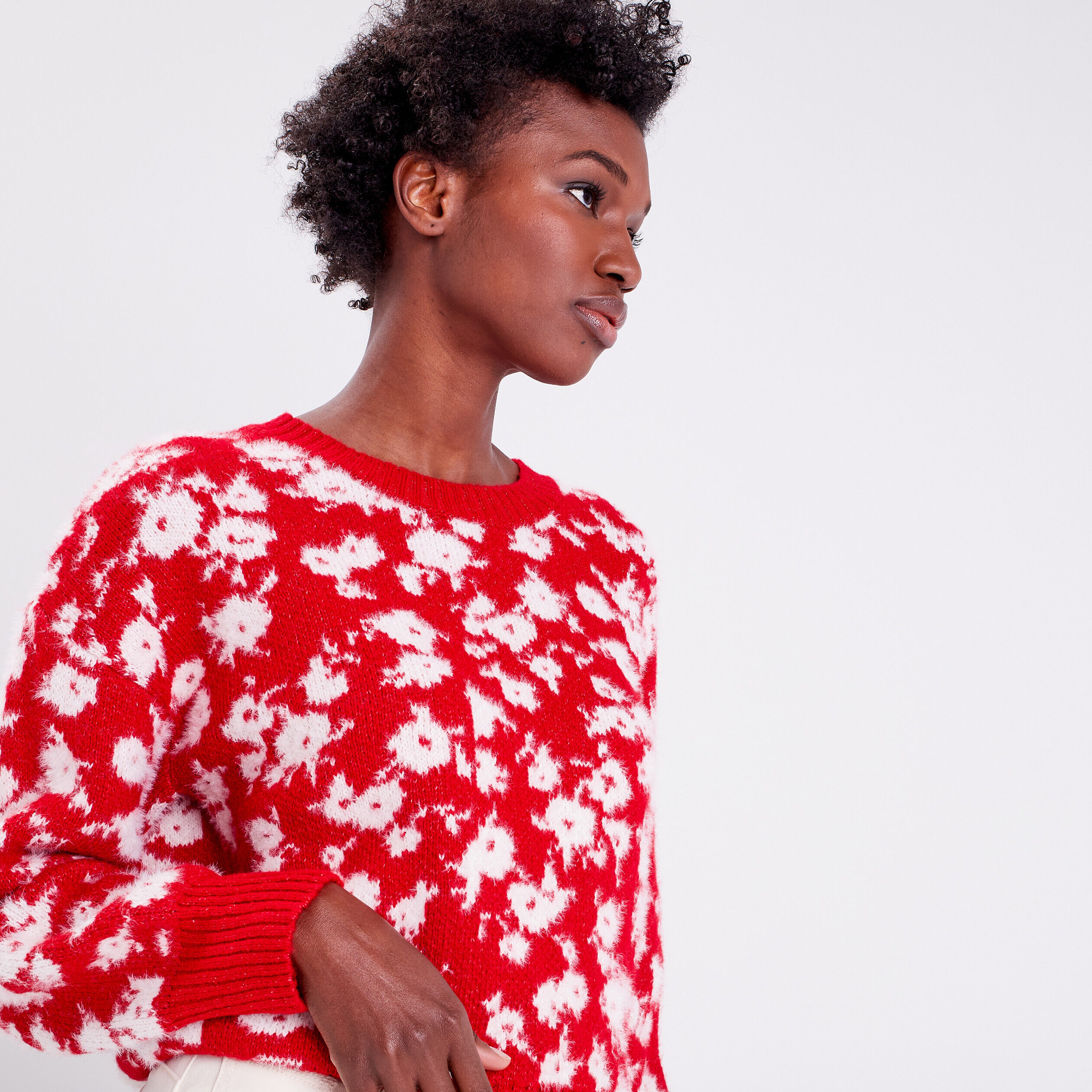 Pull avec col rond rouge femme | Cache Cache