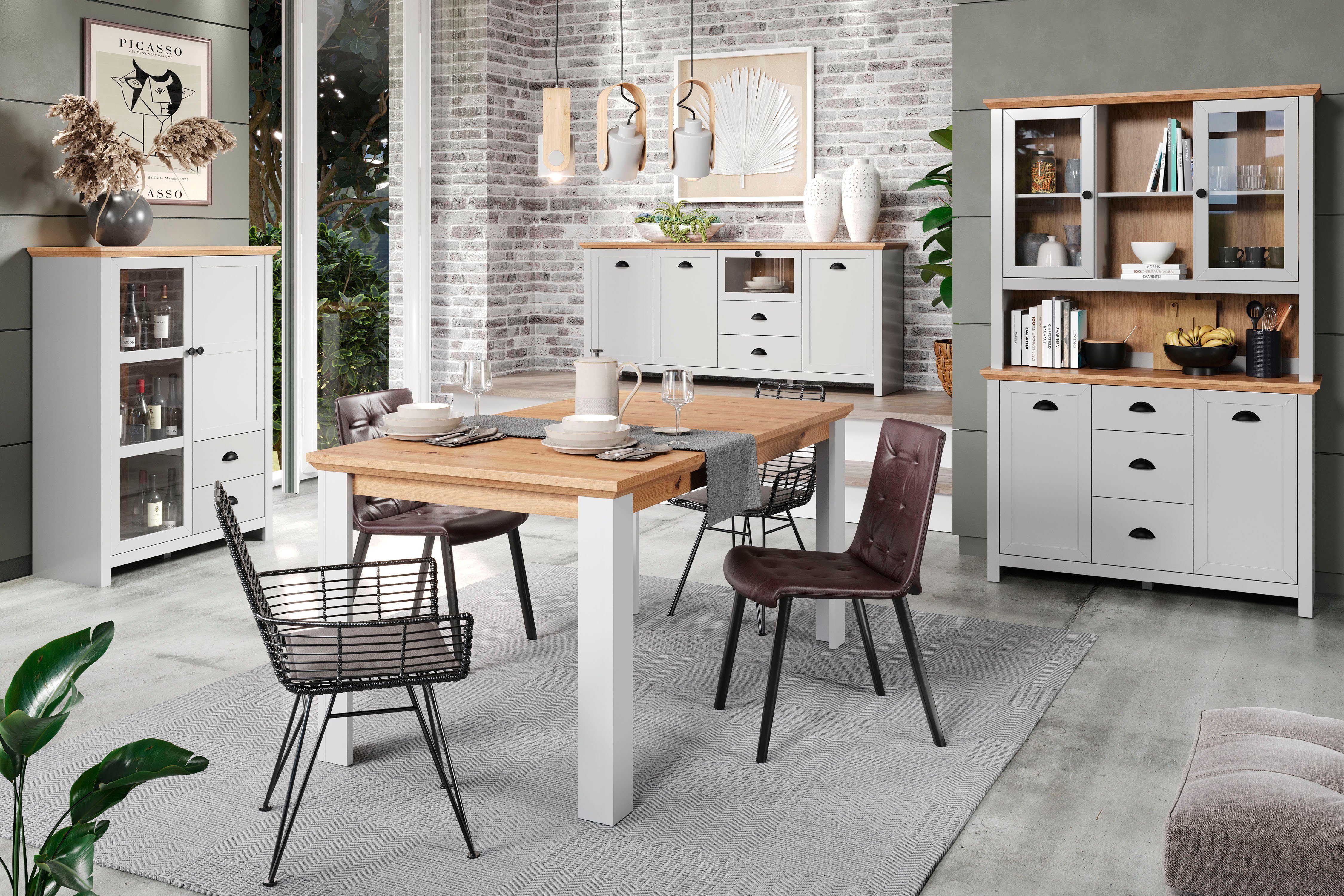 Home affaire Buffet Herzwill Artisan Eiche NB und hellgrau, matt, im Landhaus-Look