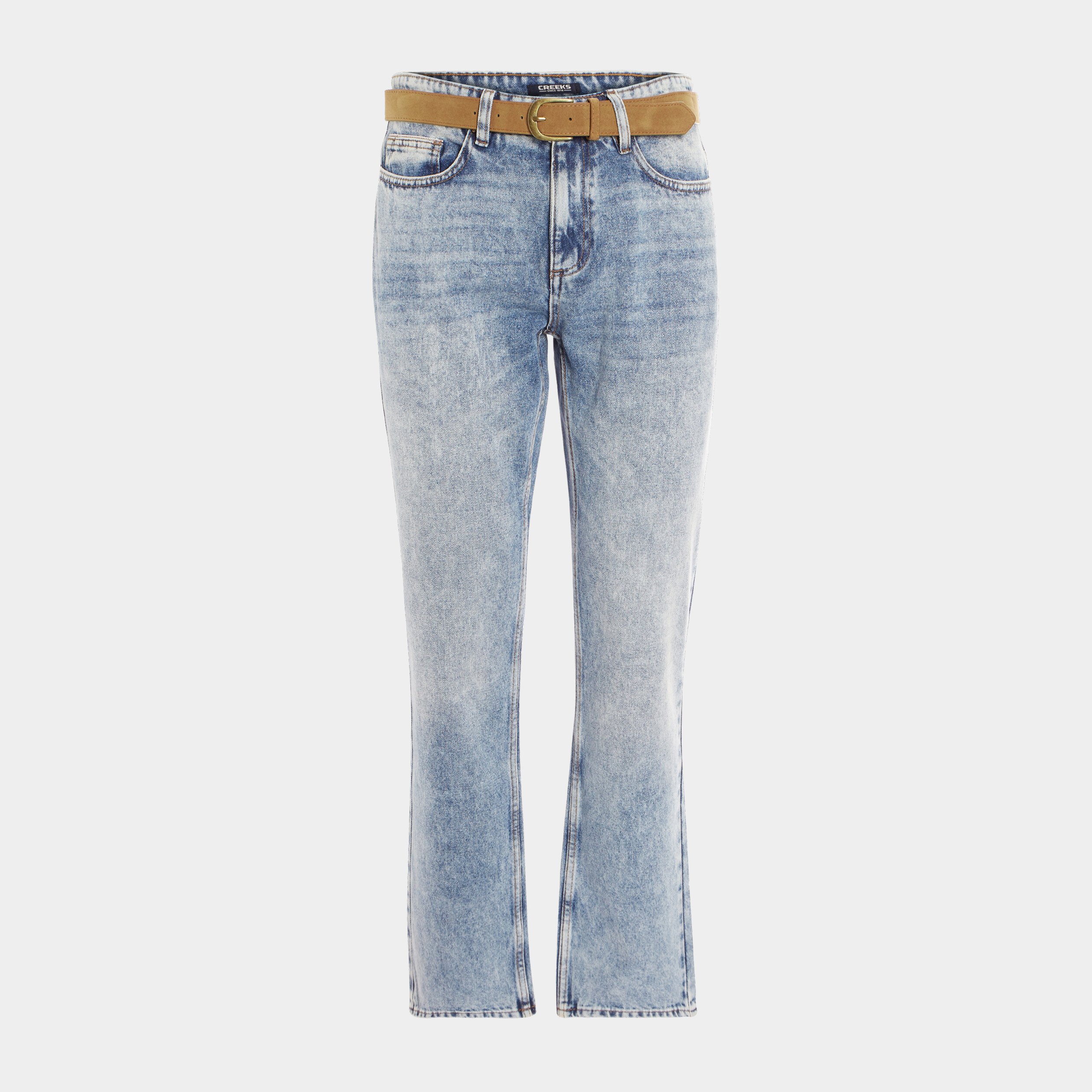 Jeans regular stretch ceinturé denim double stone homme | La Halle