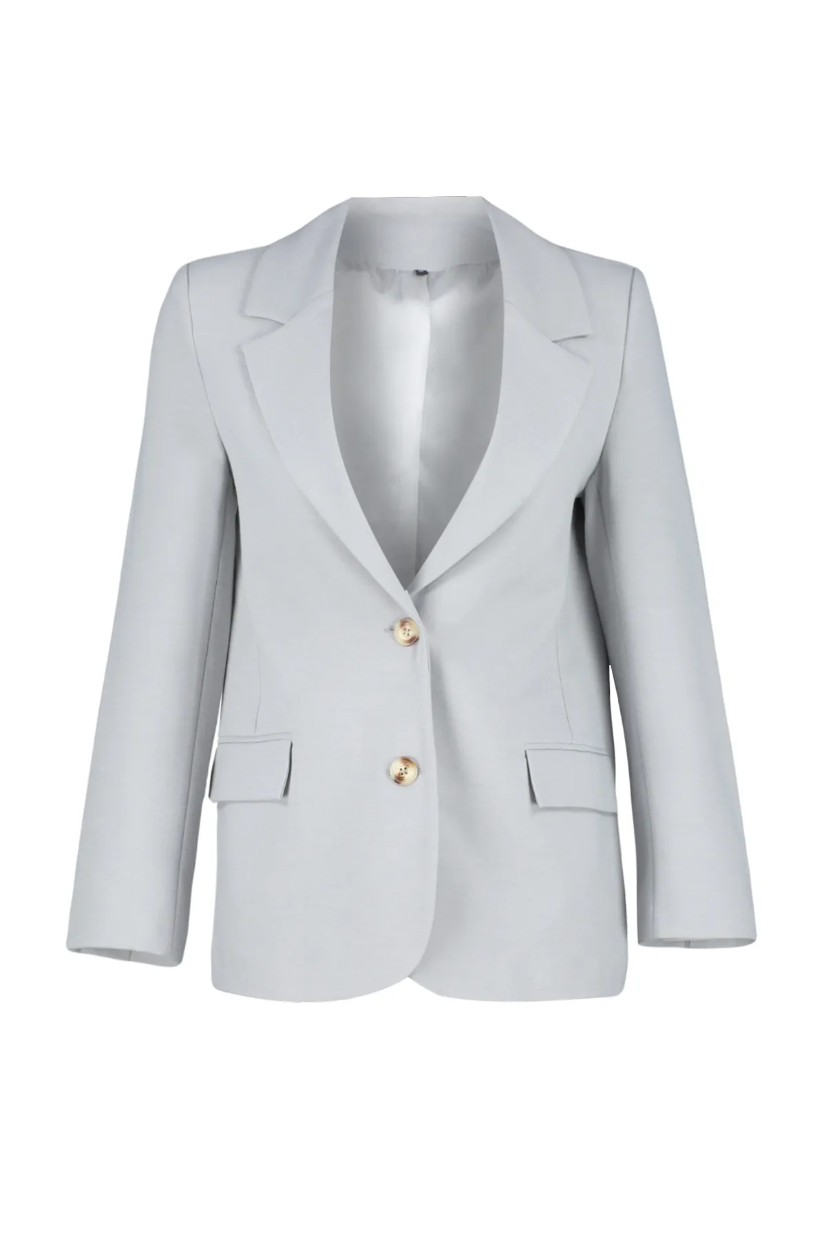 Trendyol Collection  Graue, regelmäßig gefütterte, gewebte Blazerjacke TWOAW23BC00132