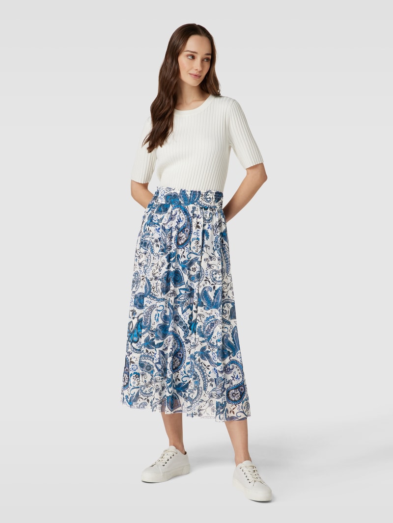 Maxirock mit Allover-Muster Modell 'paisley' in bleu