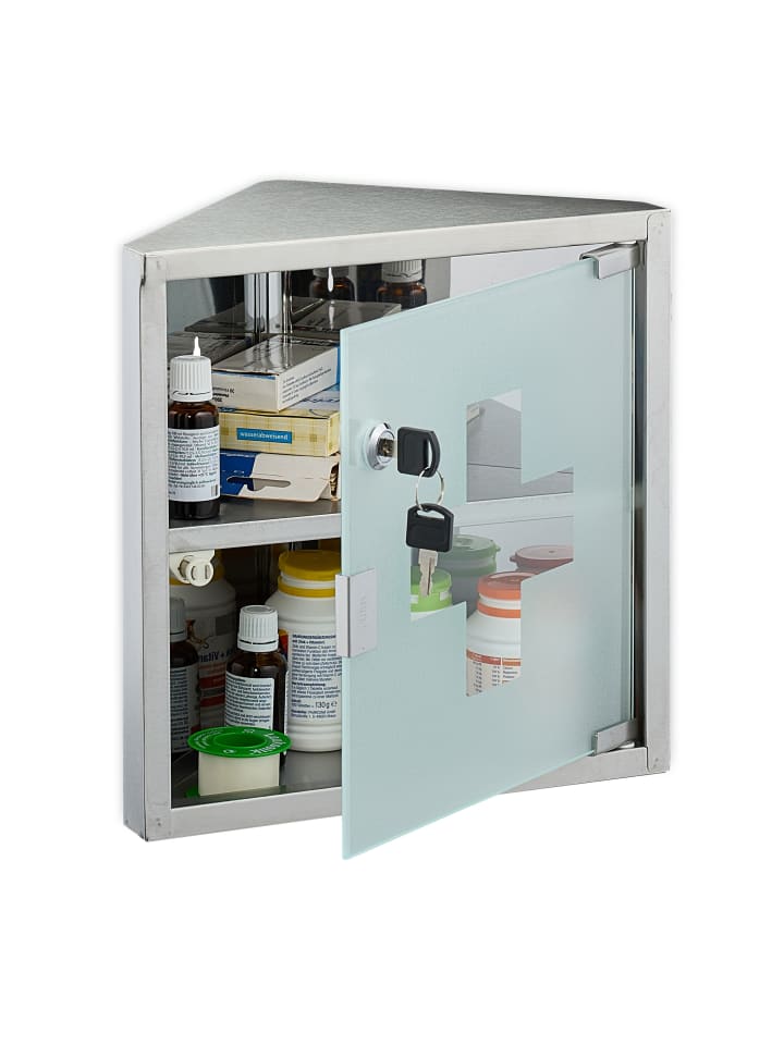 relaxdays Medizinschrank in Silber - (B)30 x (H)30 x (T)17,5 cm günstig kaufen onesize