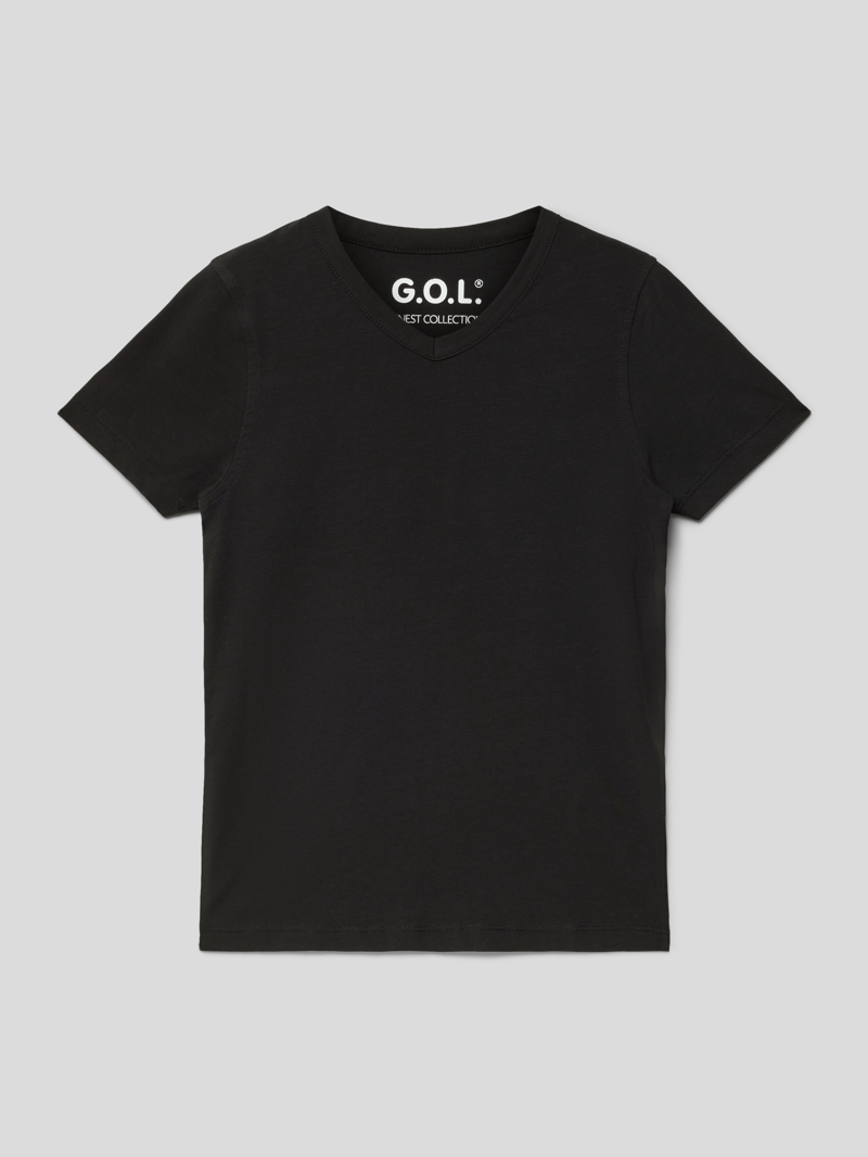 T-Shirt aus Baumwoll-Mix in schwarz
