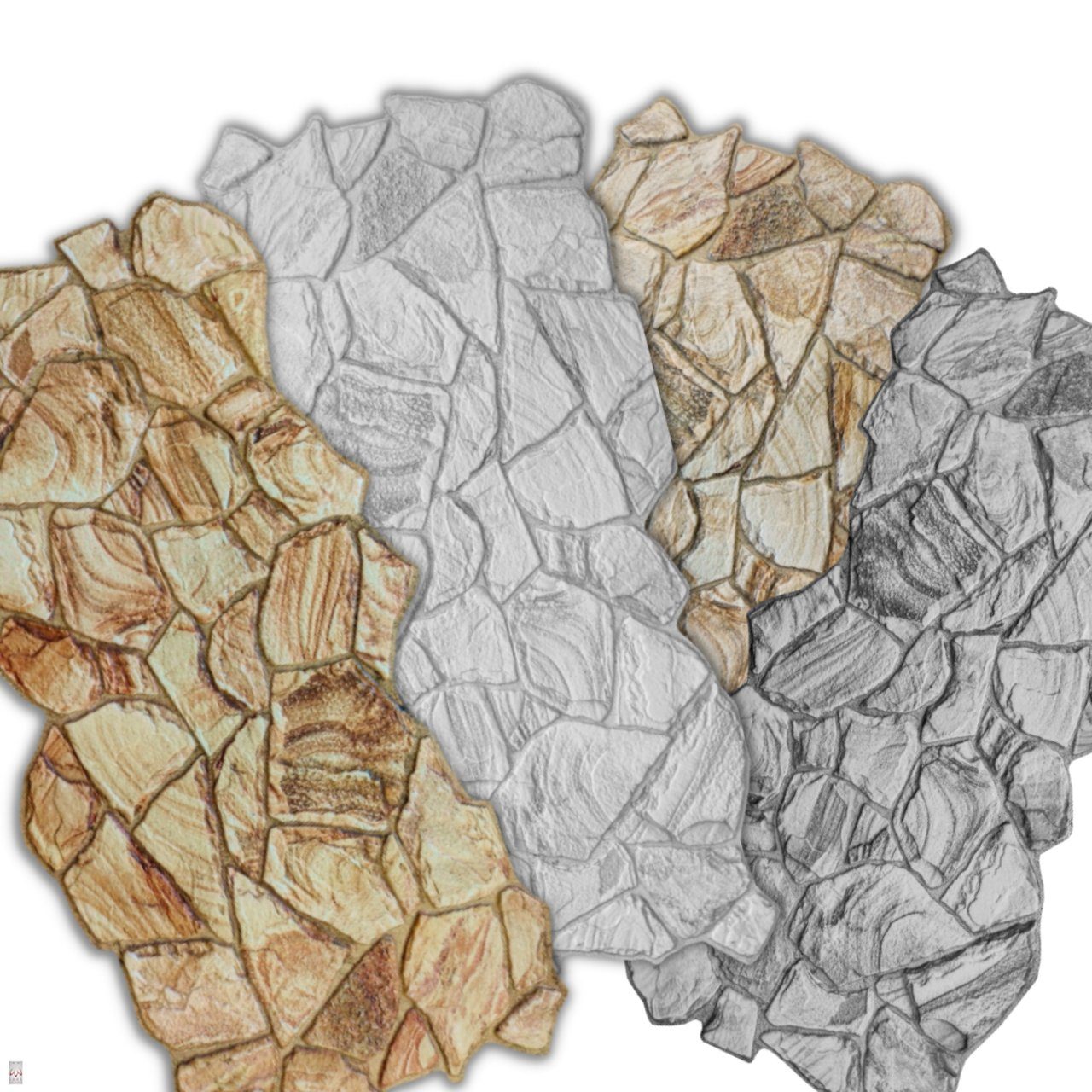 IKHEMalarka 3D Wandpaneel 3,6qm/10 Stück 3D PVC FLIESEN Wandpaneele Wandverkleidung PVC-Verkleidung IMITATION OF STONE Stein Imitation, BxL: 94,00x41,00 cm, 0,36 qm