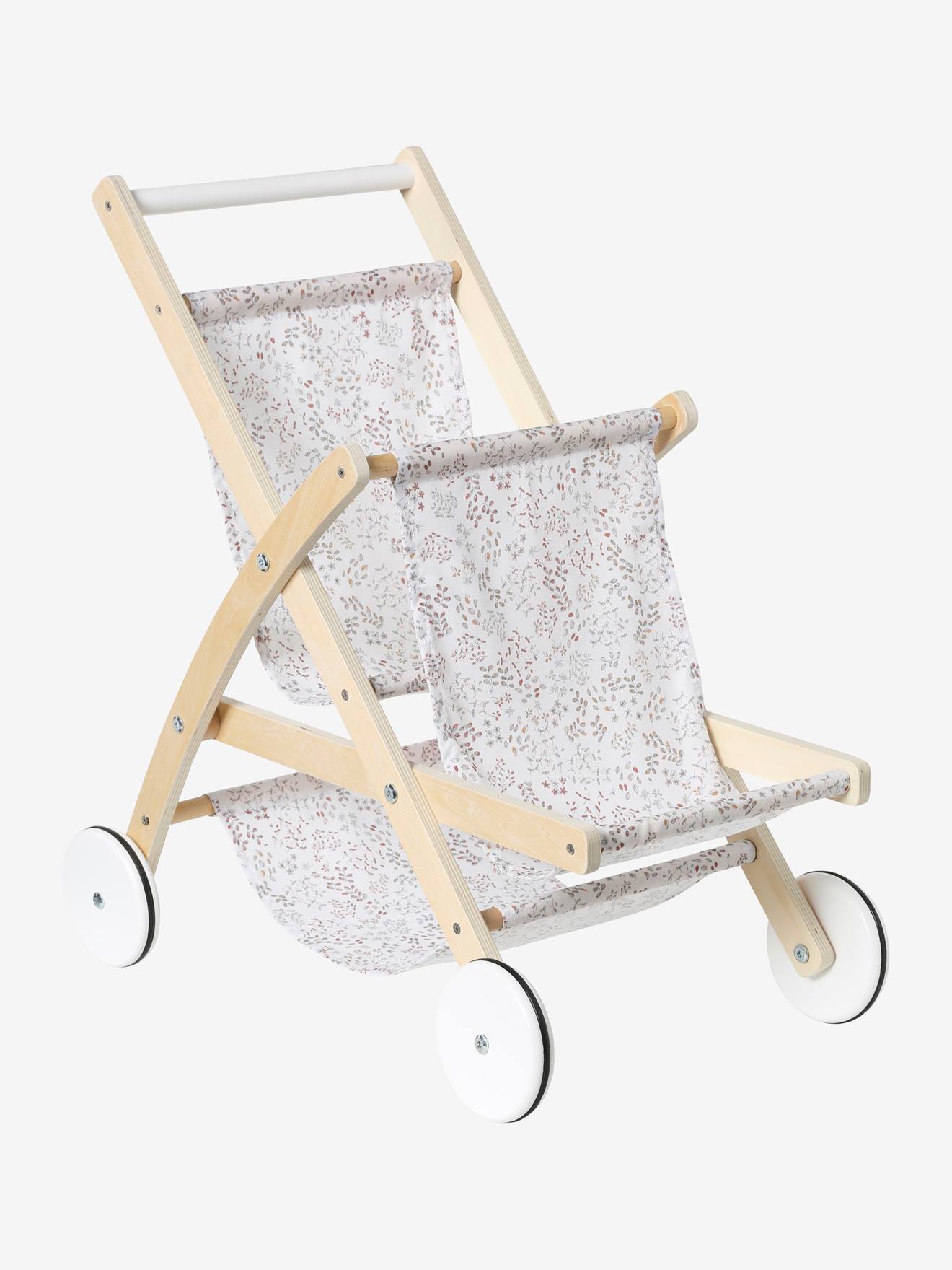 Poussette double poupon en bois FSC® blanc