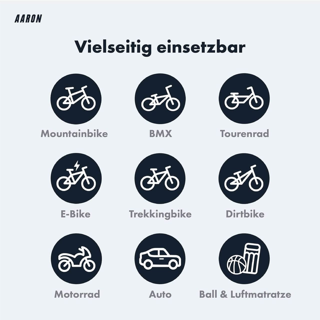 AARON Luftpumpe Sport One in Grau Fahrrad-Stand-Pumpe für alle Ventile mit Manometer