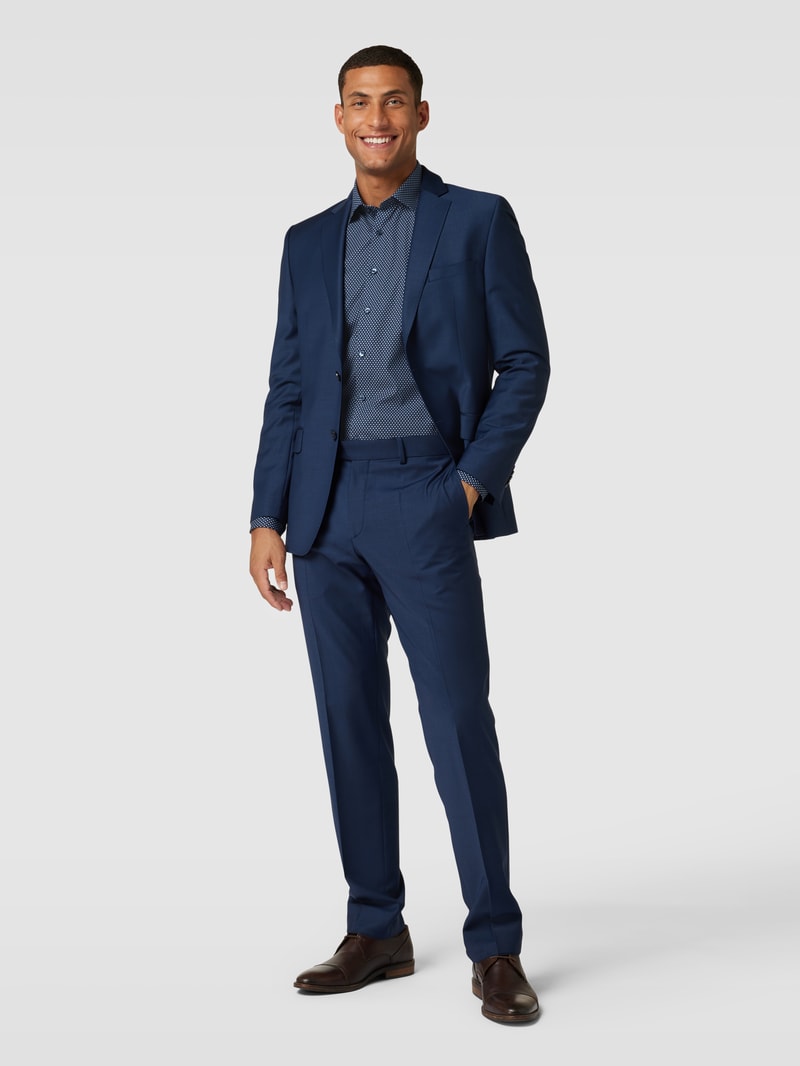 Body Fit Business-Hemd mit Allover-Muster in marineblau