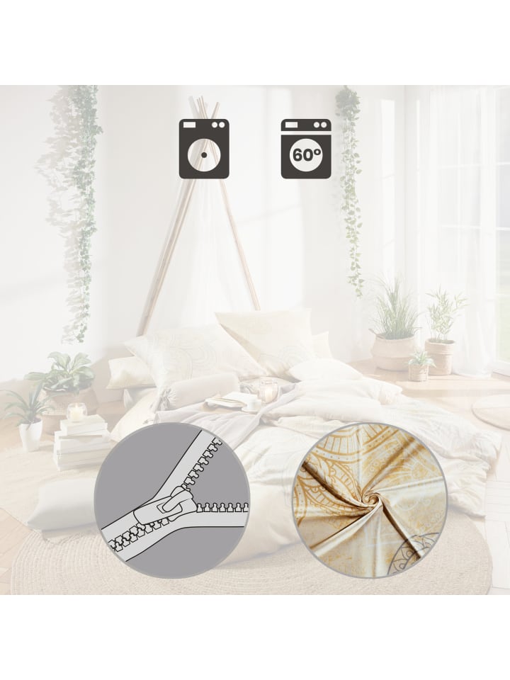 Erwin Müller Mako-Satin Wendebettwäsche in beige günstig kaufen