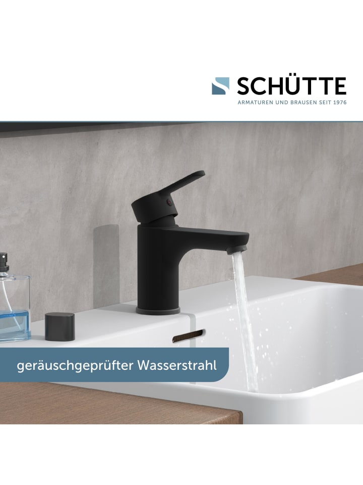Schütte Waschtischarmatur DENVER in Schwarz matt mit PopUp - (L) 15 x (B) 5 x (H) 13 cm günstig kaufen onesize