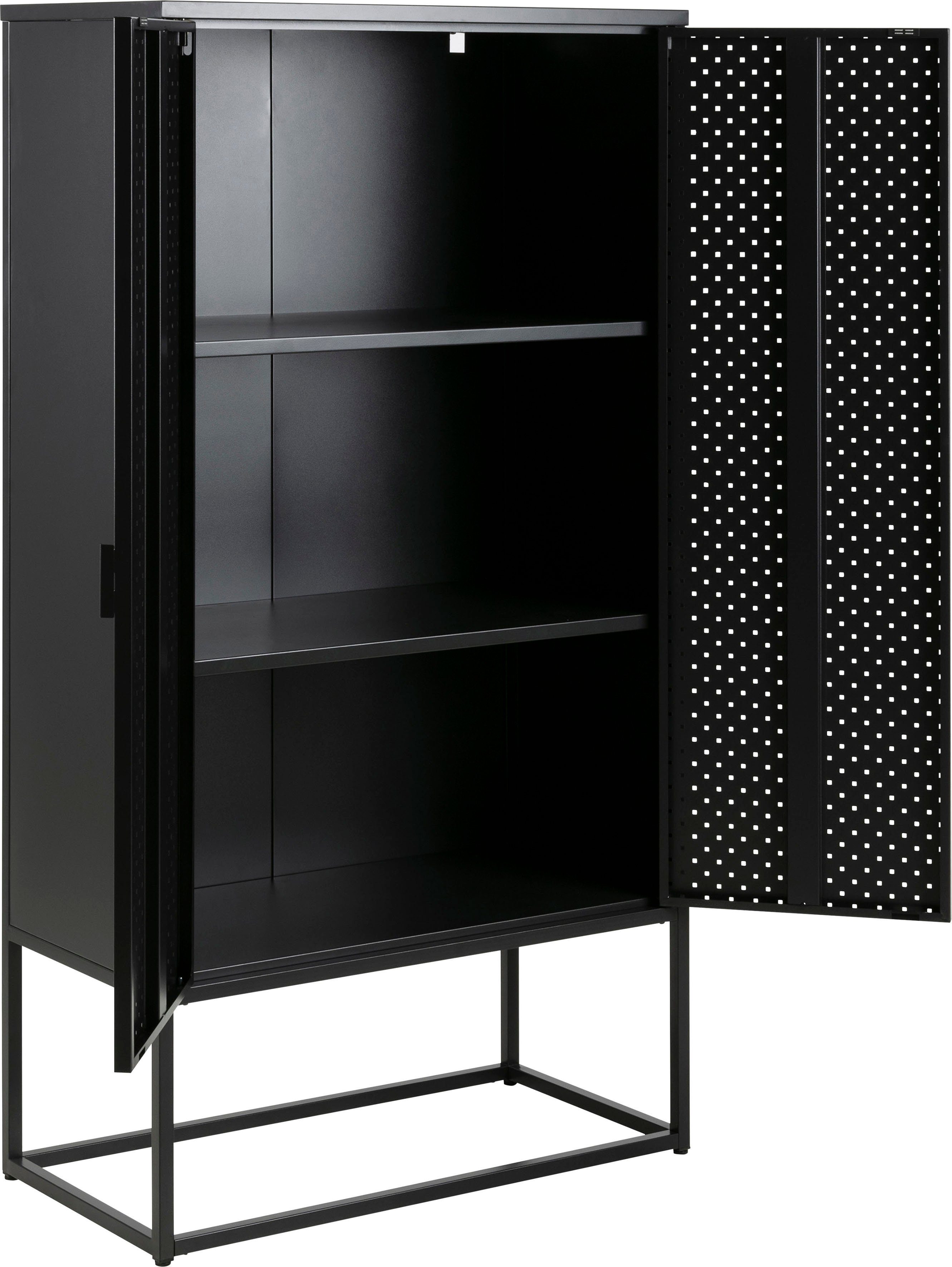 ACTONA GROUP Türregal Vilho, Türregal, aus Schwarzem Metall mit 2 Türen Höhe 150, Breite 80cm