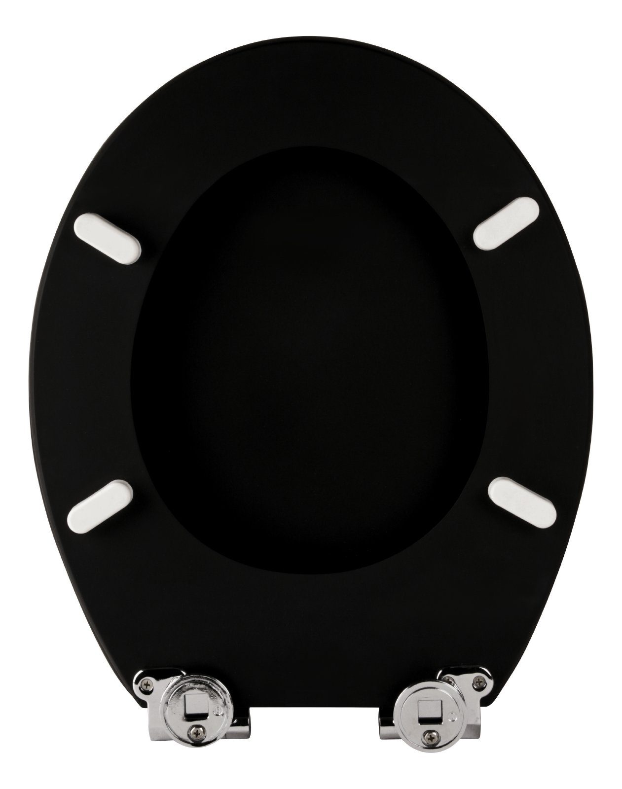 Sitzplatz WC-Sitz Einfarbig, Schwarz, Holzkern, Absenkautomatik, Soft Touch, Montage unten, 403955