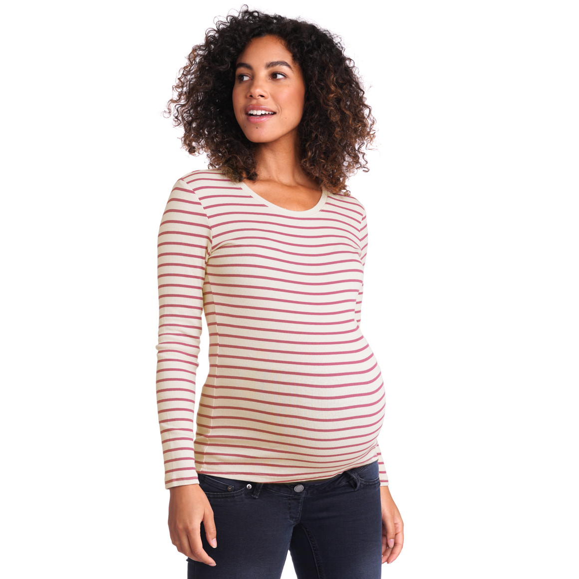 Damen Umstands-Langarmshirt in Ripp-Qualität