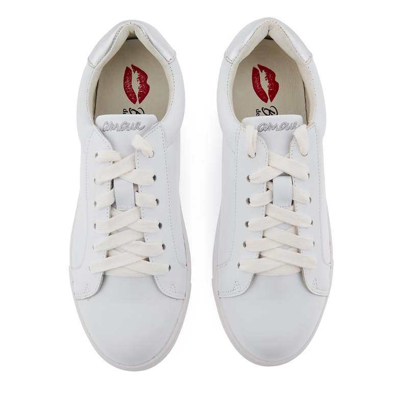 Baskets en cuir Simone petit amour argent