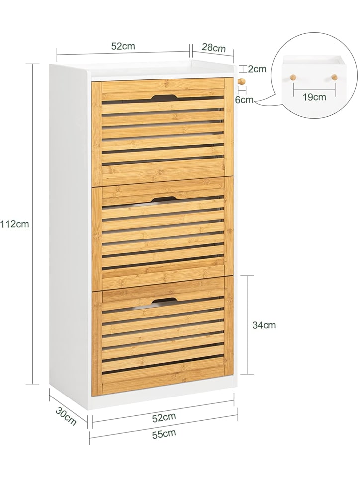 SoBuy Schuhschrank in Weiß/ Braun - (B)55 x (H)112 x (T)30cm günstig kaufen onesize