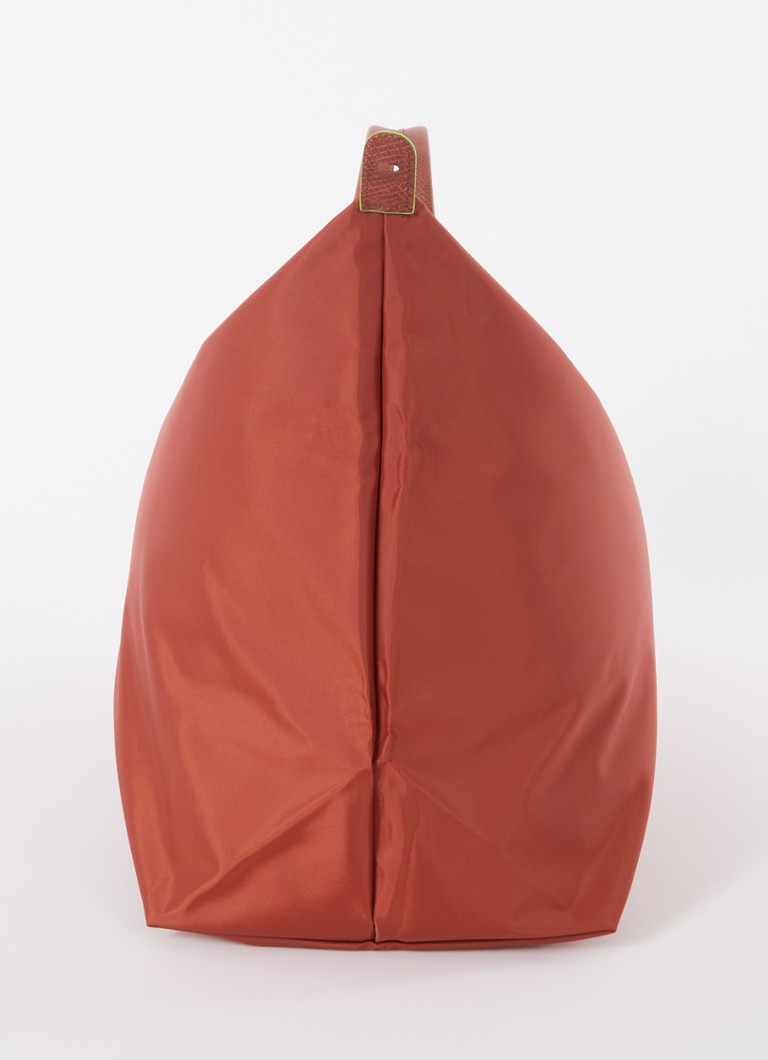 Longchamp Le Pliage Grønn weekendveske M med skinndetaljer