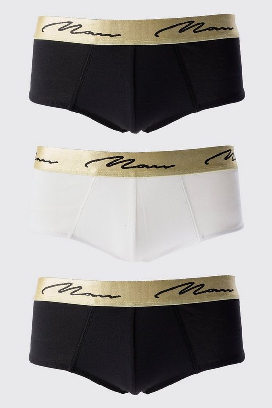 3er-Pack Man Signature Boxershorts mit Gold-Bund
