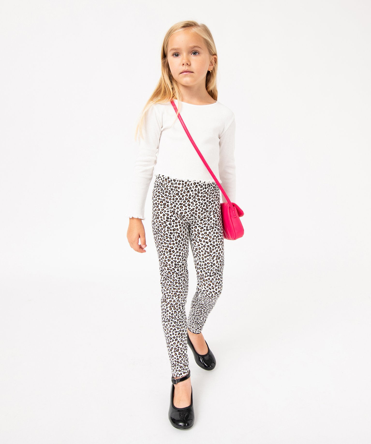 Legging en coton stretch imprimé léopard fille ecru | GEMO