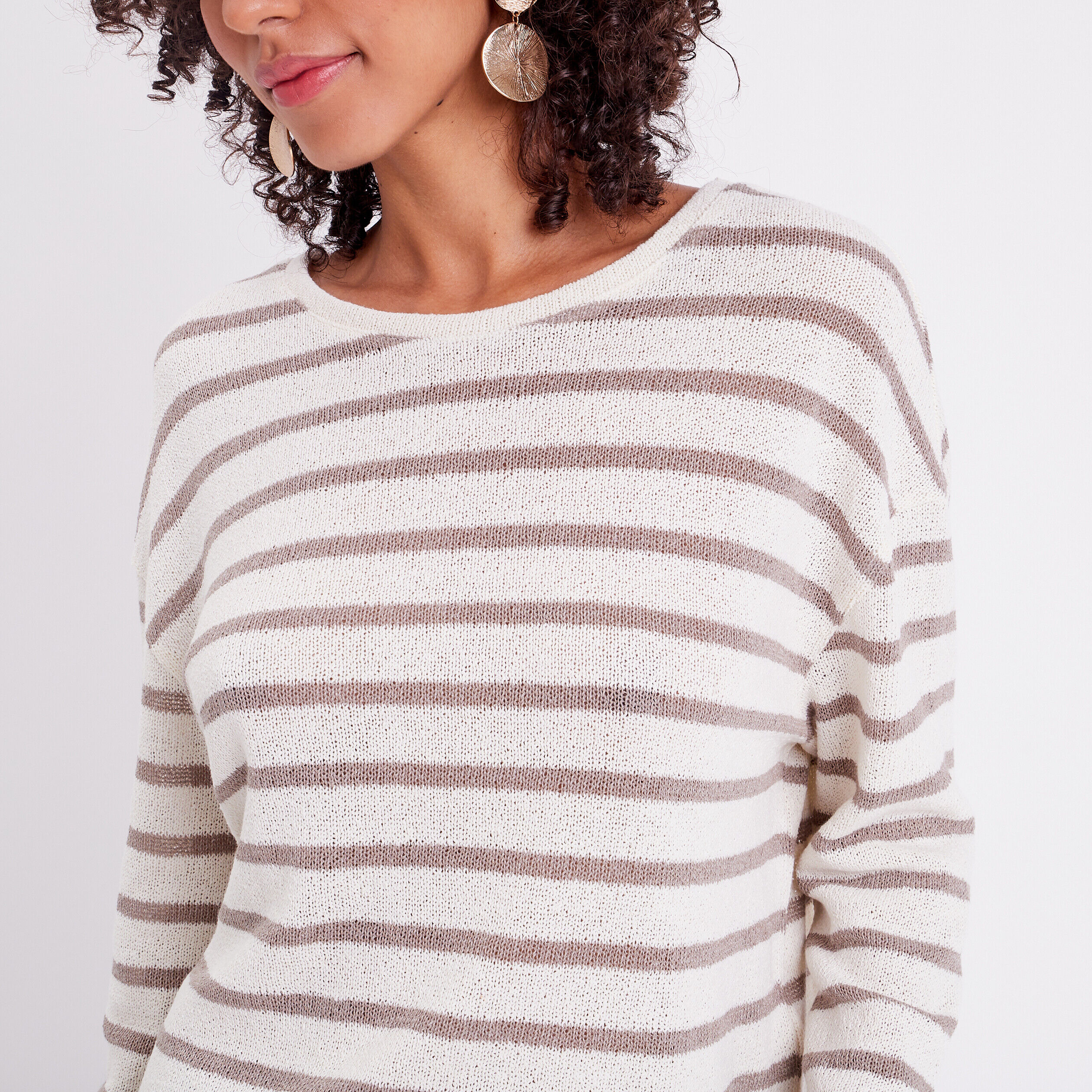 T-shirt manches longues ecru femme | Cache Cache
