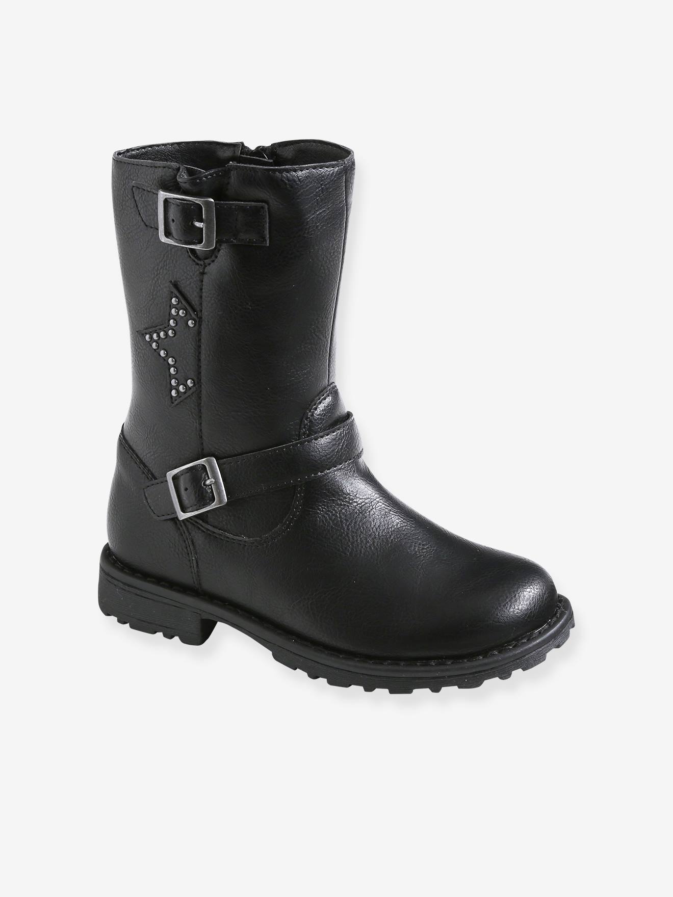 Vertbaudet Mädchen Stiefel im Biker-Style - schwarz