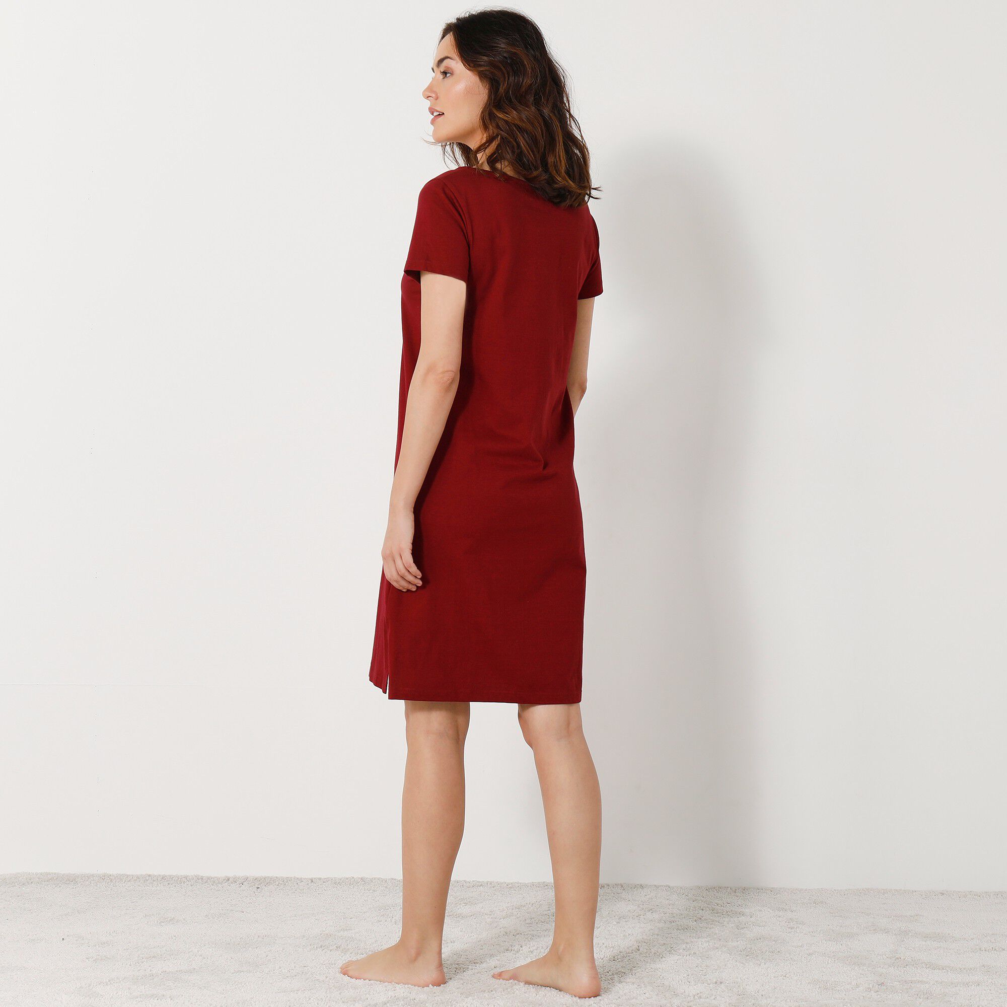 Chemise de nuit courtes manches courtes motif papillons