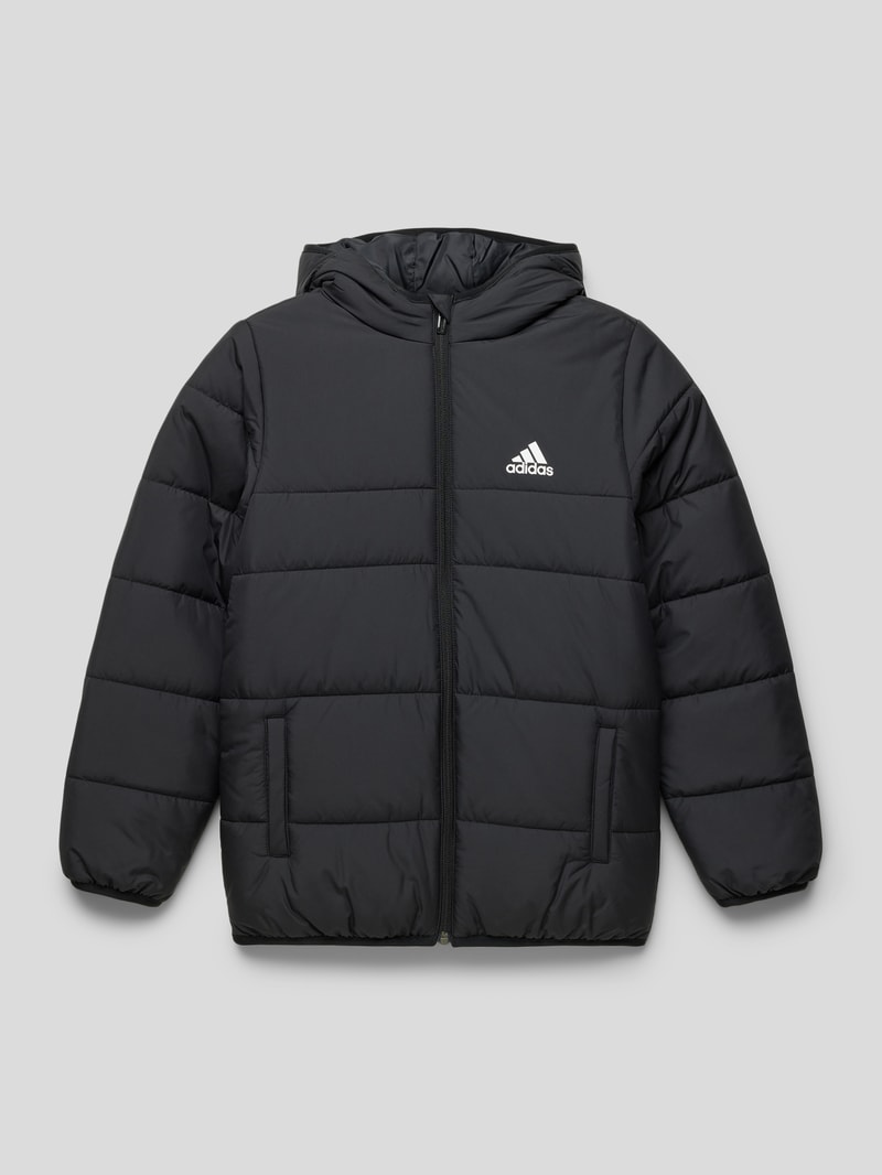 Steppjacke mit Label-Print in schwarz