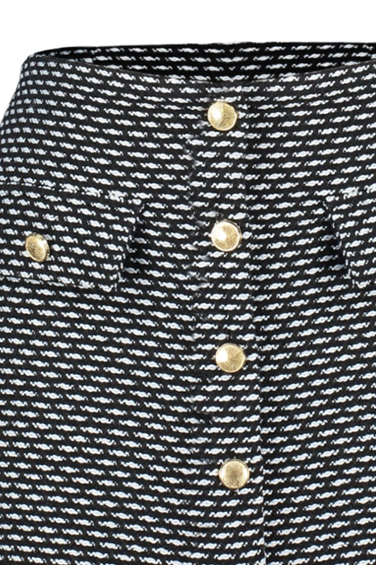 Trendyol Collection  Schwarzer, gewebter Minirock aus Tweed-Stoff mit Knopfdetail und Details TWOAW24ET00142