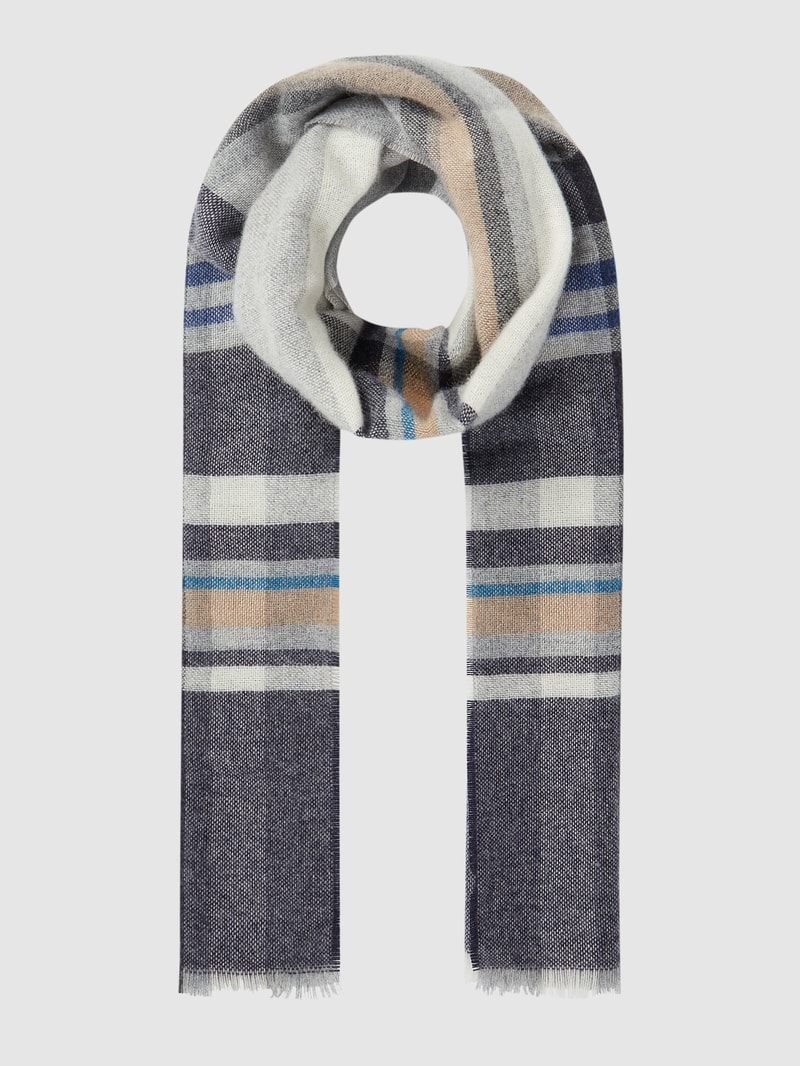 Schal mit Tartan-Karo in marineblau