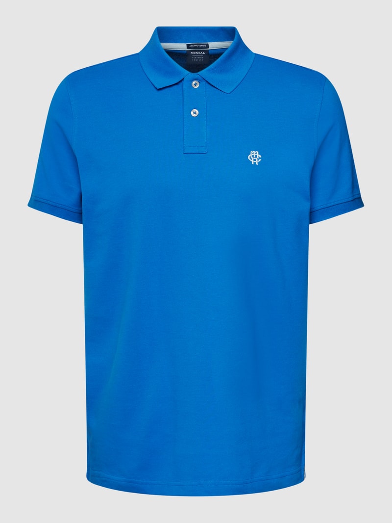 Poloshirt mit Logo-Stitching in royalblau
