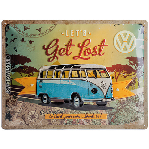 Nostalgic Art Retro Blechschild 30x40cm, Motiv "VW Bulli - Let´s get lost", 1 Stück - ATU