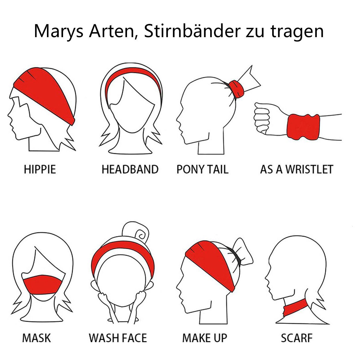 BOTC Stirnband Damen Boho Stirnbänder Kopfband elastisch weich (6-teiliges Set, Sport Yoga Haarbändern) Haarband, Damenhaarbänder – 23*10CM, 6 Farbmischungen