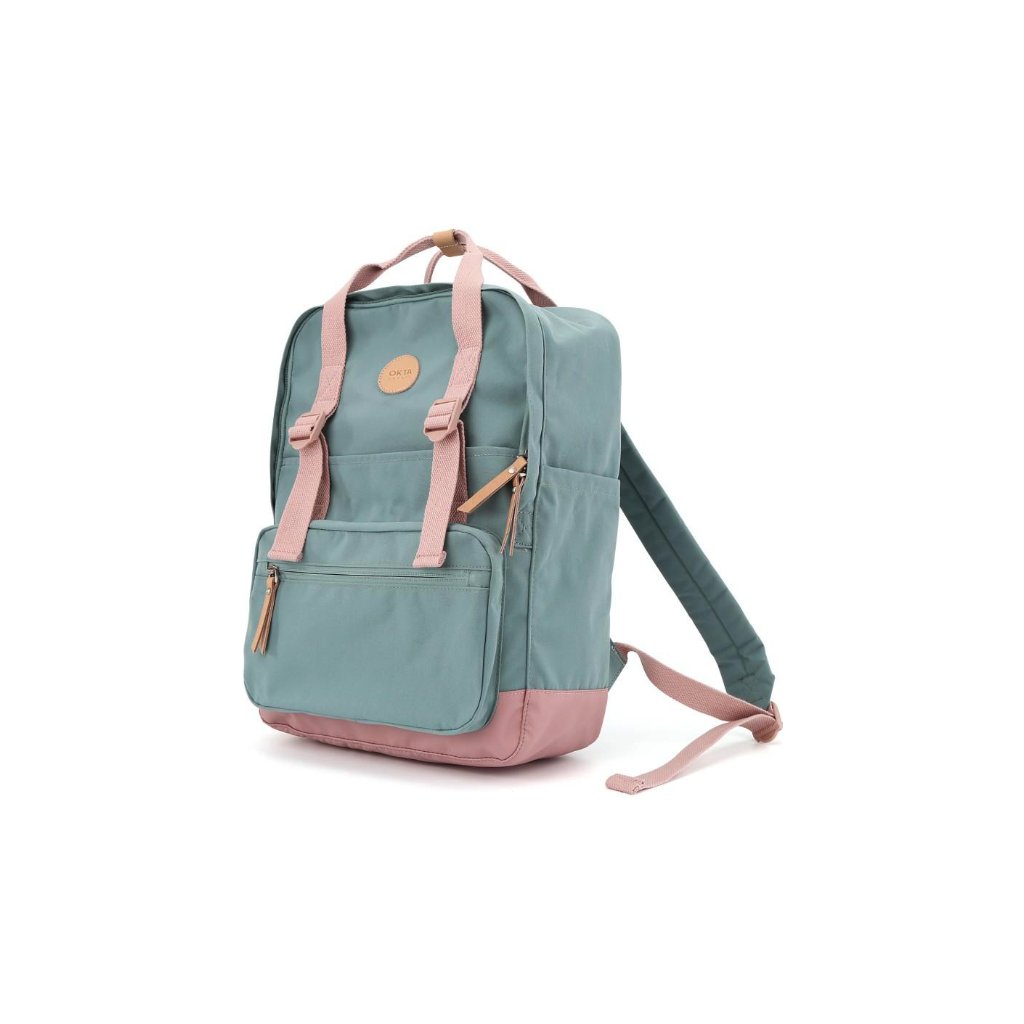 Okta Stadtrucksack grün-rosa (1085#13)