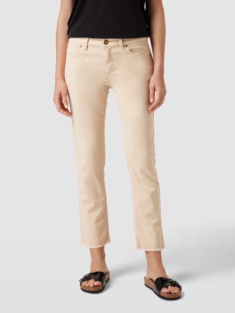 Jeans mit ausgefransten Beinabschlüssen Modell 'CLAIRE CROPPED' in beige