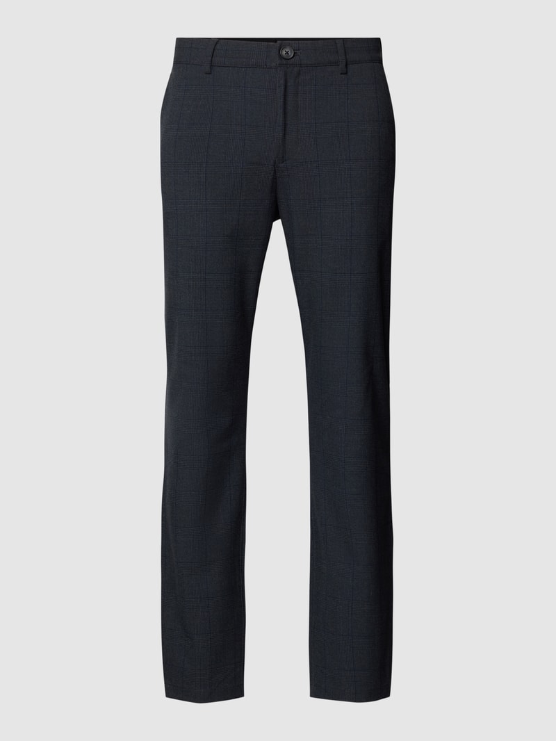 Slim Fit Chino mit Glencheck-Muster Modell 'ROBERT' in dunkelgrau