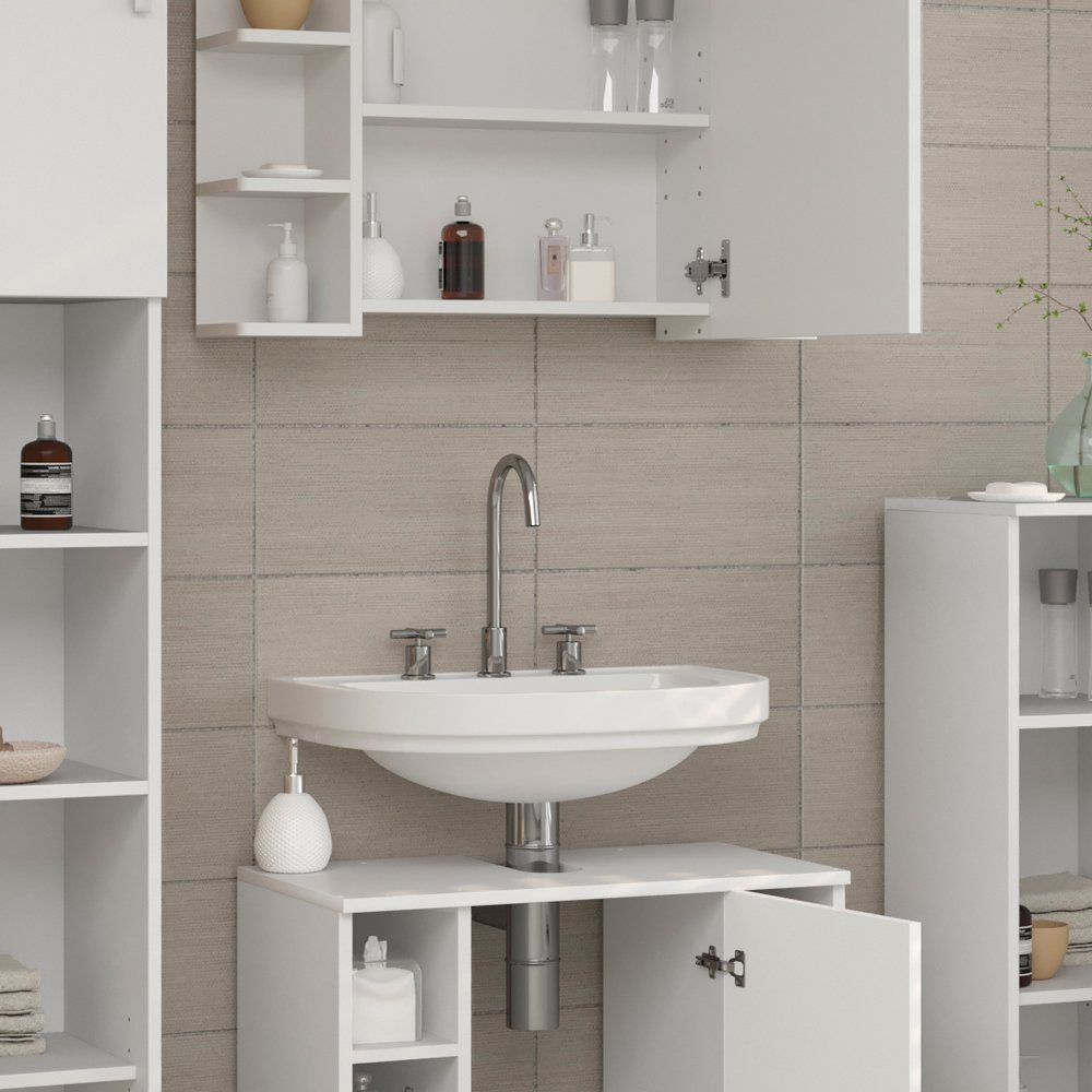 Vicco Badmöbel-Set Badezimmerset FYNN Weiß Set 1, (2-er Set, 4-St., 4-er Set)
