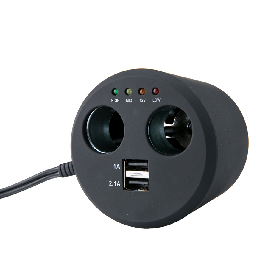Doppel-Verlängerungskabel für die Zigarettenanzünderbuchse von Norauto, inkl. 2 USB 3.1. A Anschlüsse und Batterietester, 12/24V, 10 A Sicherung, 1 Stück - ATU