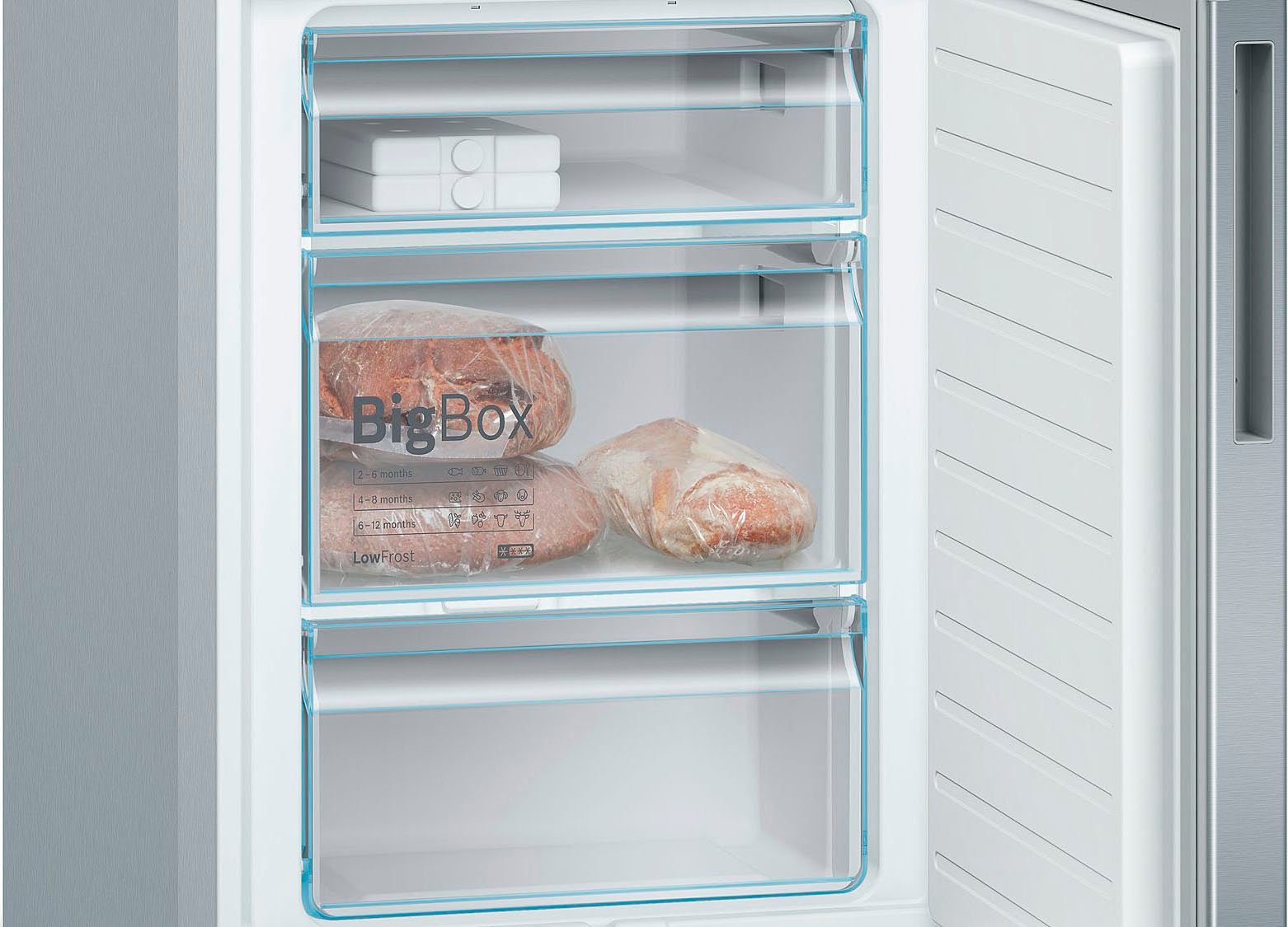 BOSCH Kühl-/Gefrierkombination Serie 6 KGE39ALCA, 201 cm hoch, 60 cm breit