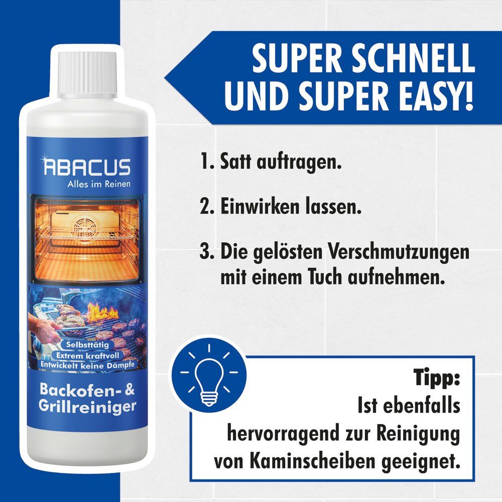 ABACUS Backofenreiniger, Grillreiniger, Ofenreiniger, Herdreiniger Backofenreiniger (Geeignet für Ofen, Grill, Töpfe etc., [6-St. Beseitigt problemlos eingebrannte Fette Beseitigt problemlos eingebrannte Fette)