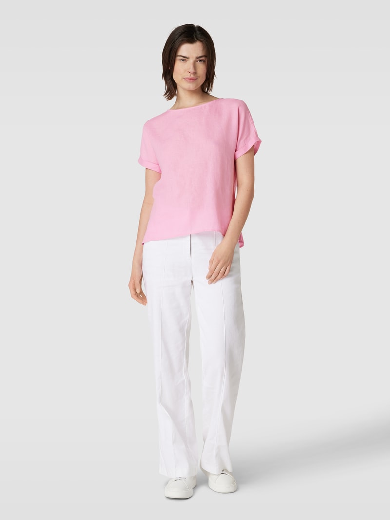 Leinenbluse mit U-Boot-Ausschnitt in pink