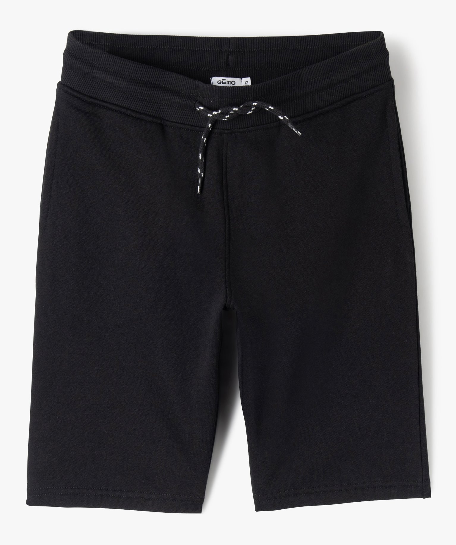 Bermuda en maille molletonnée avec ceinture ajustable Garçon noir | GEMO