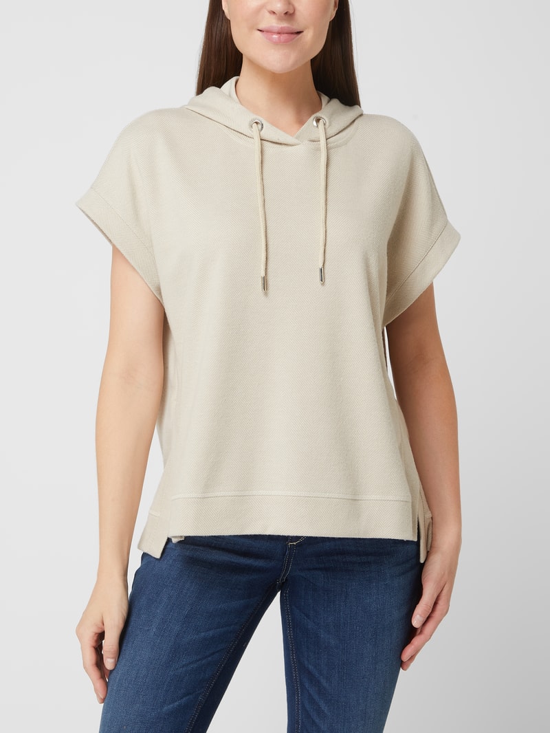 Hoodie mit kurzen Ärmeln in beige