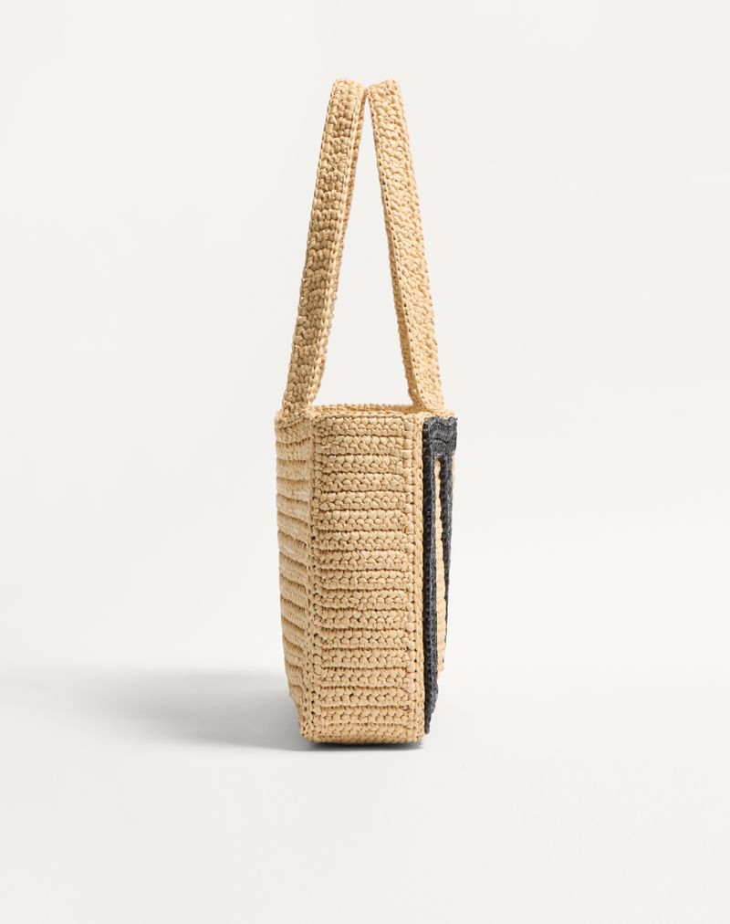 Valentino Garavani Viva Superstar Medium Raffia indkøbstaske