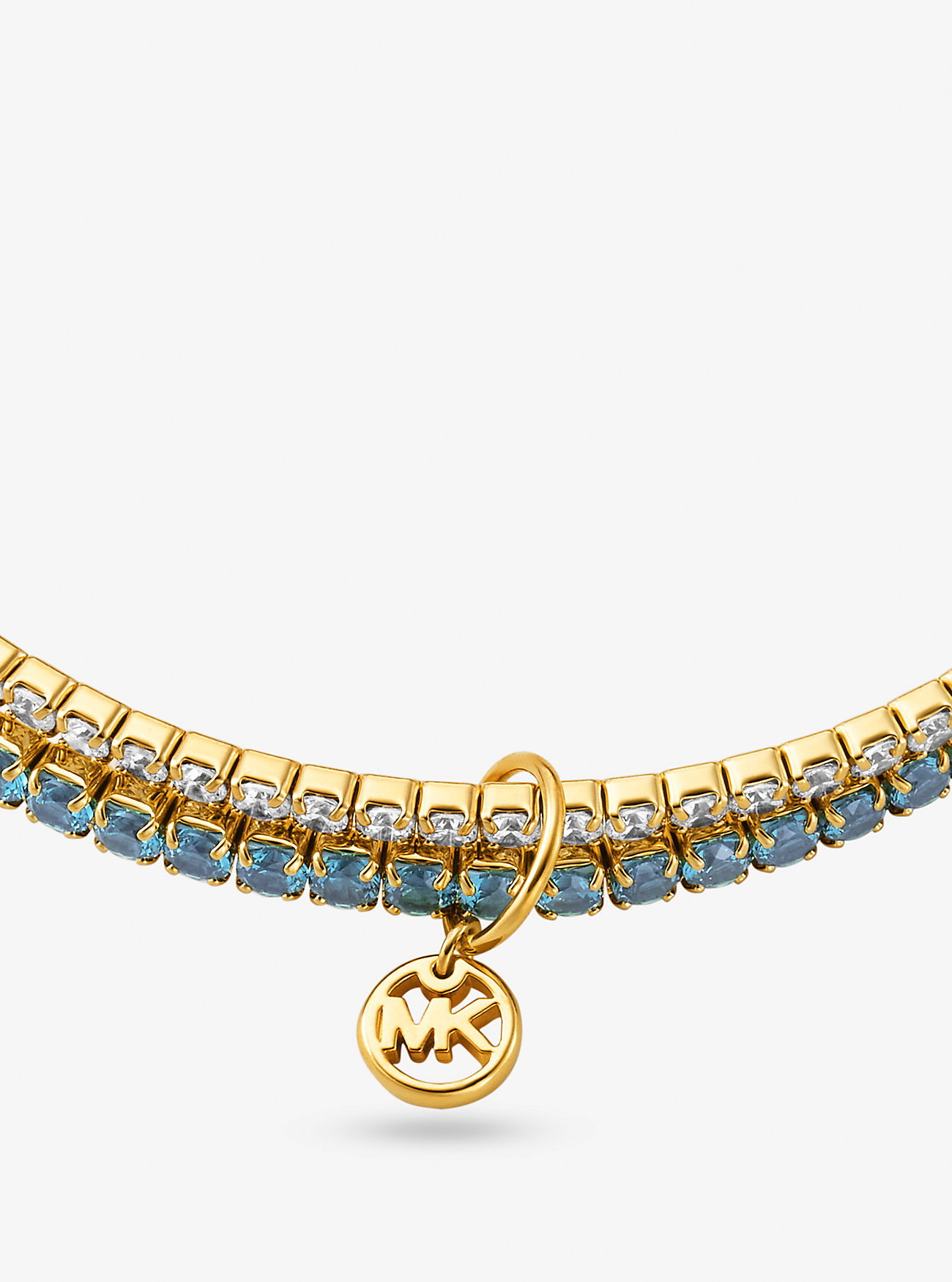Precious Metal-Plated Brass Double Wrap Tennis Bracelet - TURQUOISE