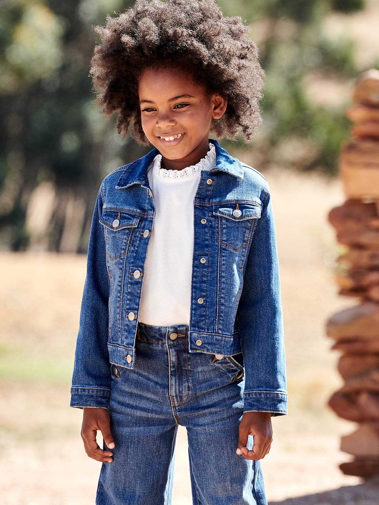 Vertbaudet Mädchen Jeansjacke, personalisierbar Oeko-Tex - blue stone