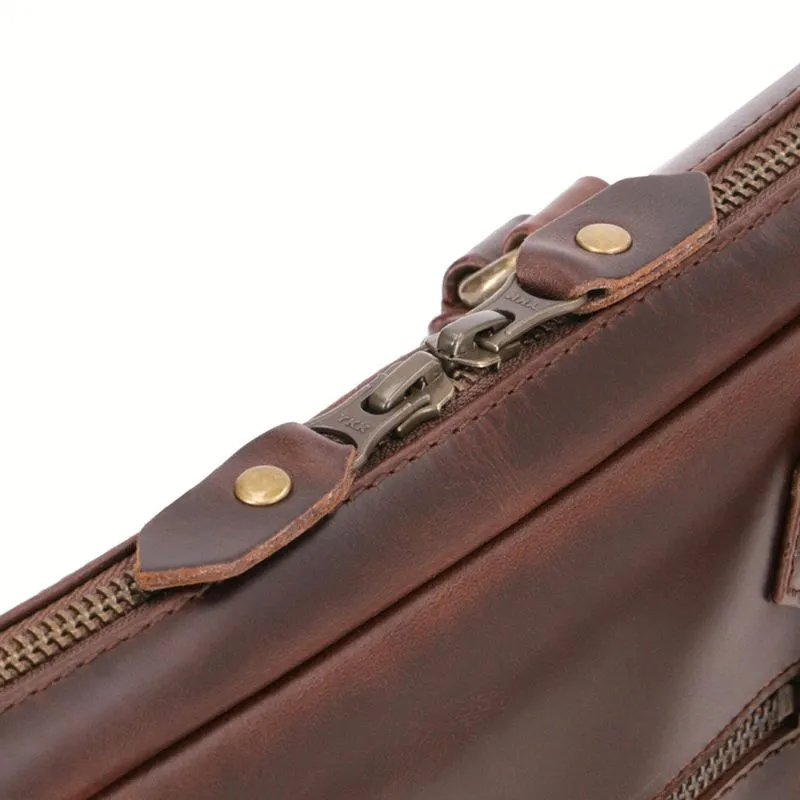 Buckle & Seam Leder Laptoptasche Cali - Braun \/ Dots