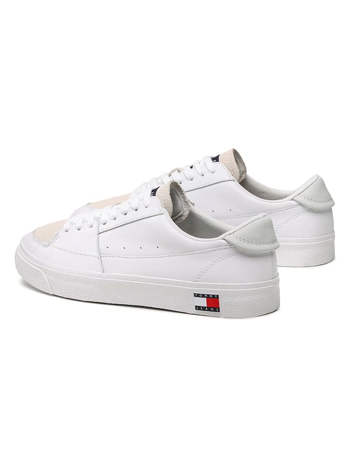 Tommy Hilfiger Shoes Leder-Sneakers in Weiß/ Beige günstig kaufen