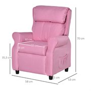 HOMCOM Kindersofa Kindercouch Kindersessel Stuhl Liegesofa verstellbar mit Fußstütze für 3-8 Jahre Jungen und Mädchen Rosa 58x53x70cm