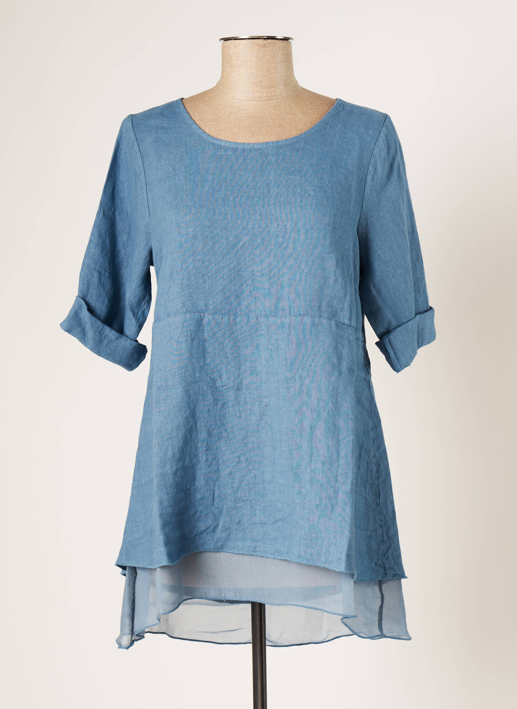 Blanc Boheme Tuniquemanchecourte Femme couleur bleu
