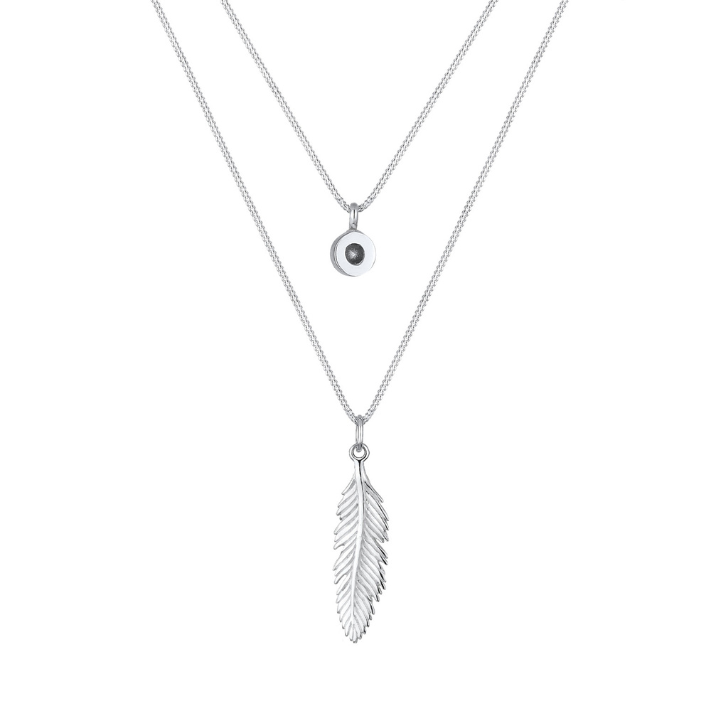 Elli Elli by Julie & Grace Collier Femme Plume Boho Festival avec Cristal en Argent St collier