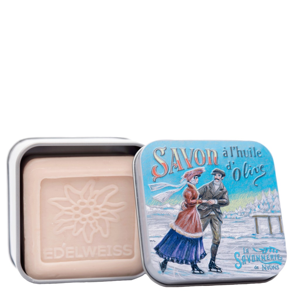 La savonnerie de nyons Savon 100g Eldeweiss et Boîte Métal Patinage Savon