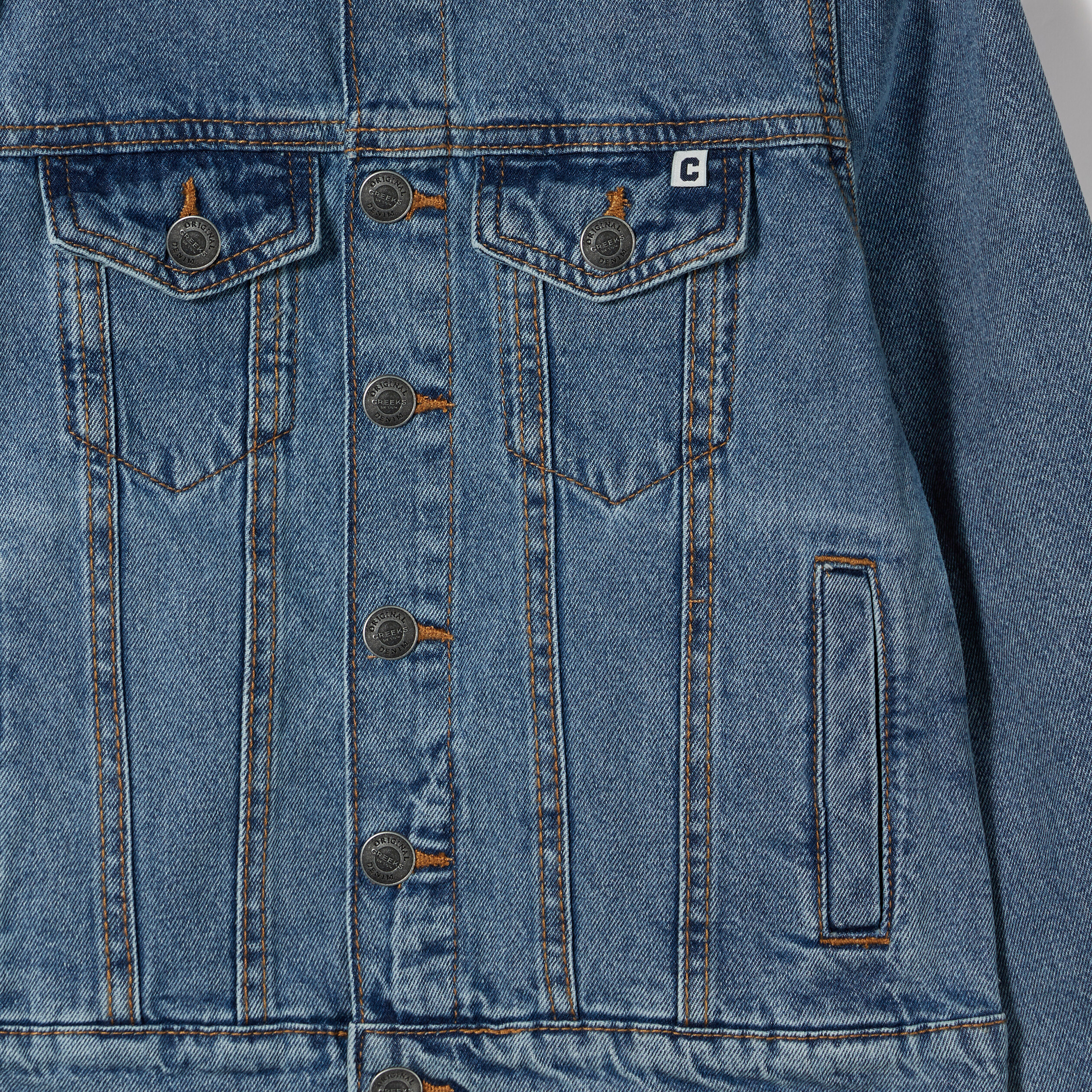 Veste droite boutonnée en jean Creeks denim stone garçon | La Halle